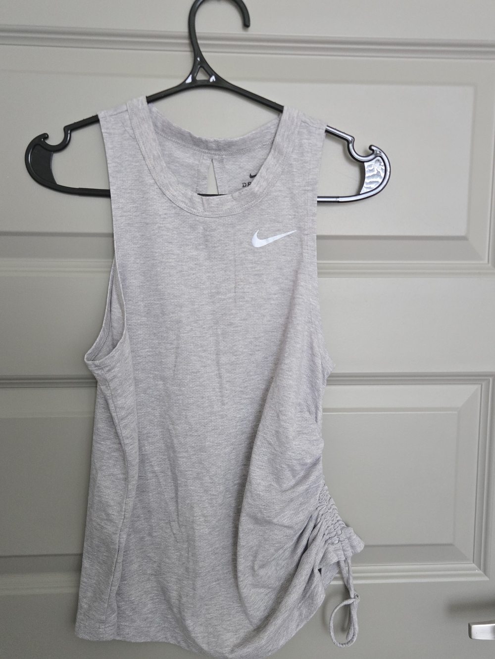 Nike Women's Light Heather Gray Tank with Side Ruched Tie